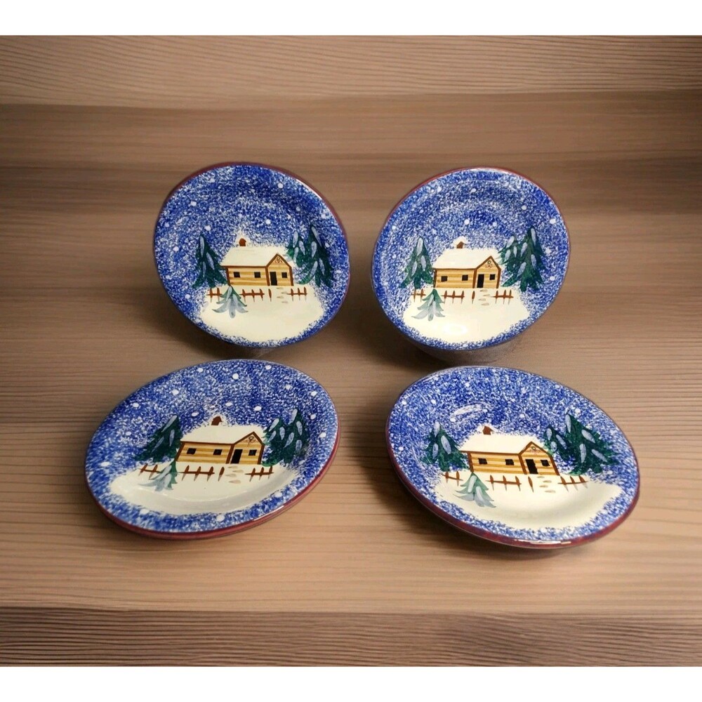 Livingquarters Holly Mountain Lunch 8" Medium Plates Lodge Cooks Bazaar Lot Of 4